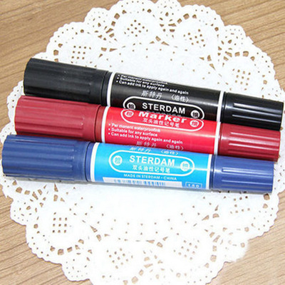 大小双头记号笔红蓝黑色油性笔勾线大头笔粗细箱头笔包装笔批发