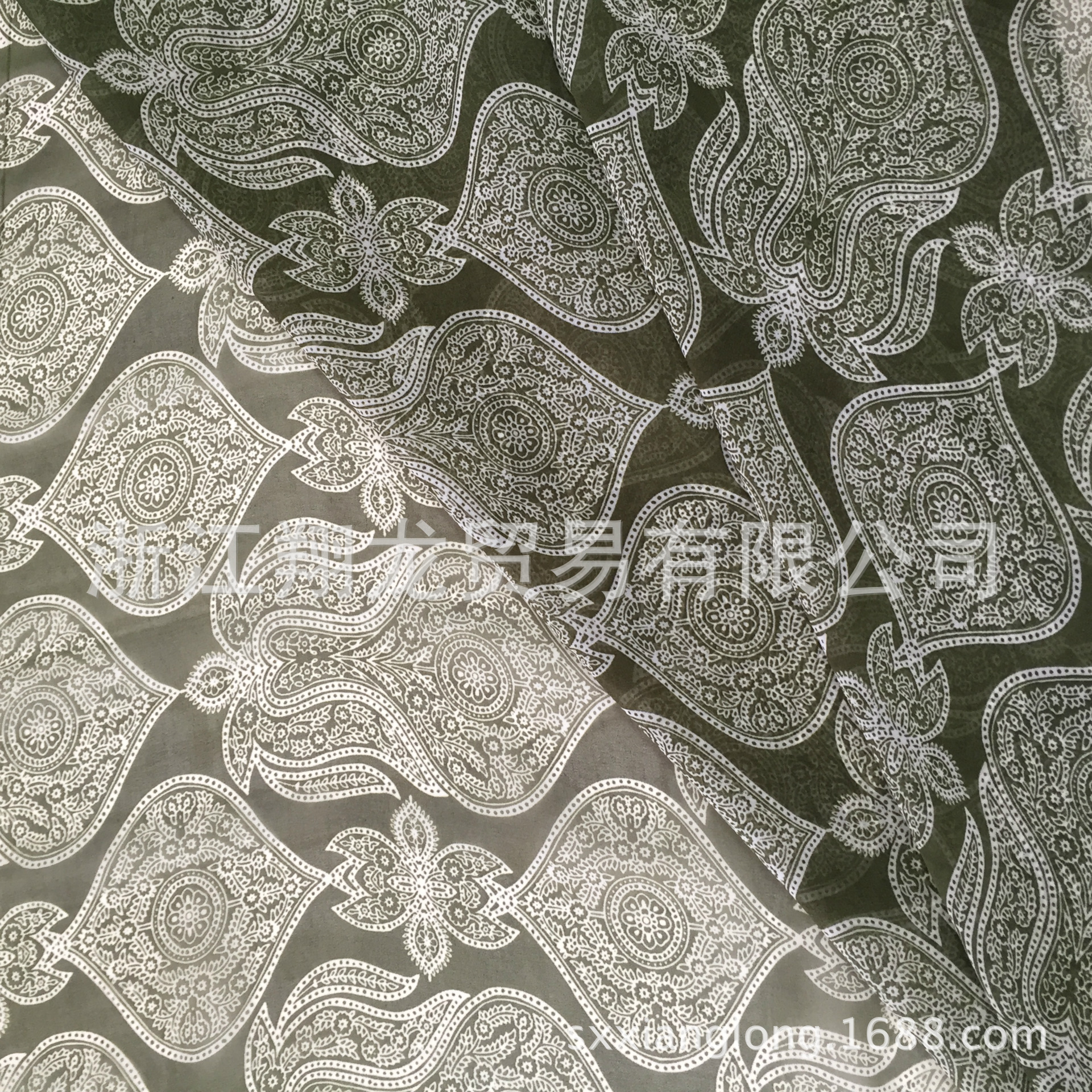 【翔龙印花 XL931】现货供应复古印花 飘逸女装雪纺全涤连衣裙衬