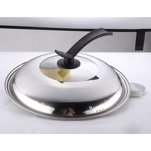 Combination pot lid with visual tempered glass and stainless steel stand-up frying pan flat lid 30/32/34/36cm