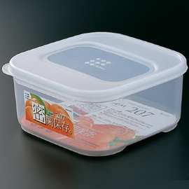日本进口 塑料食物保鲜盒 冰箱收纳盒 正方形微波炉饭盒1.04L