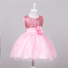 0-2 year old Korean children dress child performance clothes on the upper body of a piece of pure color waist belt flo