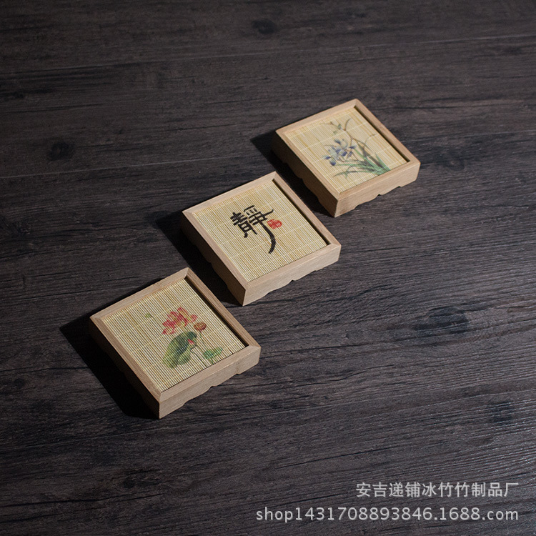 Bamboo cup mat wholesale Square tea mat Tea ornaments Saucer Handicraft On behalf of