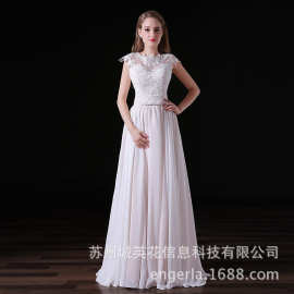 Engerla礼服2021亚马逊新款雪纺绑带及地A字裙晚礼服一件代发