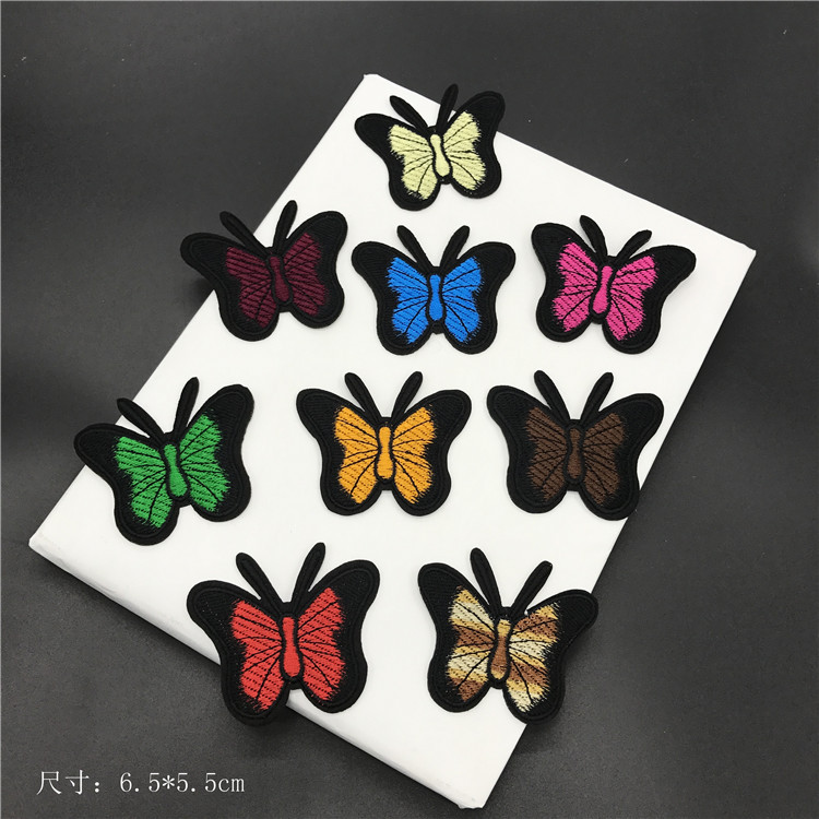 蝴蝶刺绣布贴衣服装饰辅料裤子绣花贴背胶补丁修饰贴标厂家直供