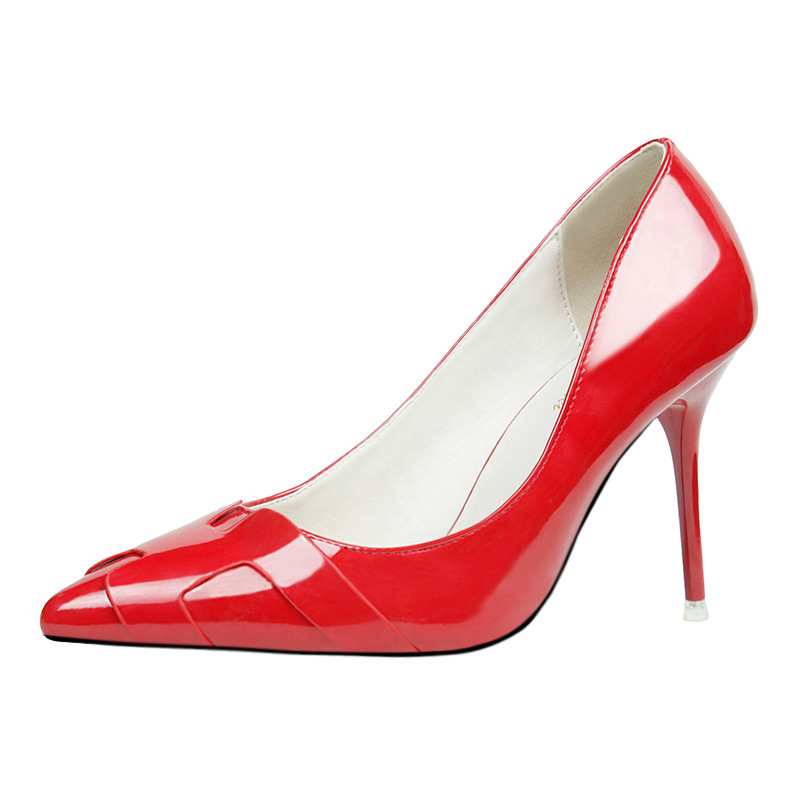 6089-2 Korean Fashion Slender High-heeled Shoes Women's Shoes Fine-heeled High-heeled Spiked Pure Painted H Shallow-mouthed Single Shoes
