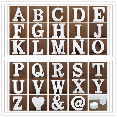 White wooden alphabet and number decorative pieces for home, wedding, and photography props, factory direct sale.