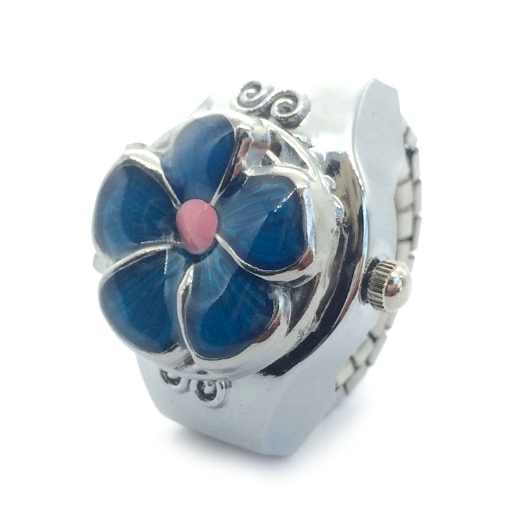 25g Weight Glass Mirror Material Casual Streetwear Flower Alloy Strap Quartz Watch Rings