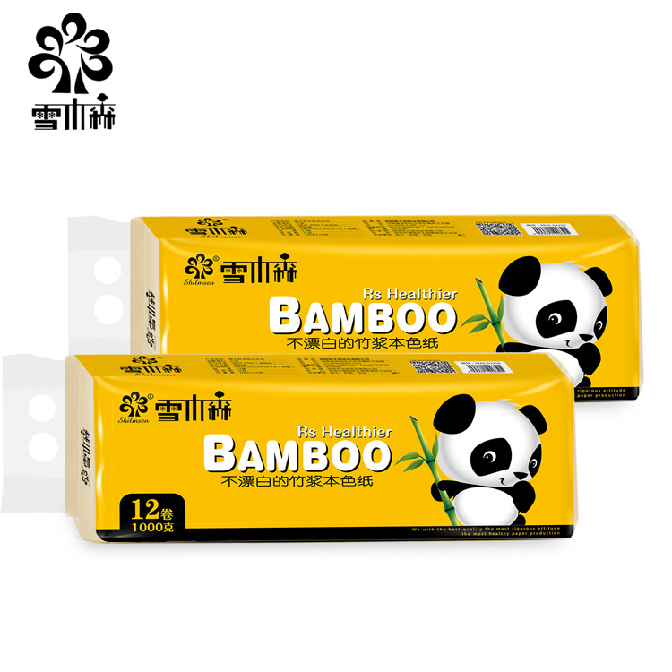 雪木森本色紙卷紙不漂白衛生紙原漿卷筒紙家用廁紙整箱12卷1000g