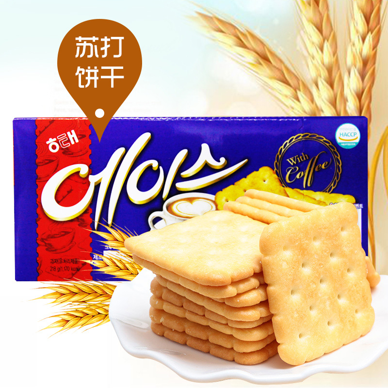 韩国进口食品 小零食 海太ACE咸味饼干 ace大盒218g 推荐