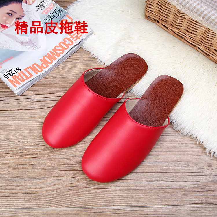 Haining Leather slippers summer Home non-slip Dichotomanthes bottom lovers floor slipper men and women Baotou slipper wholesale