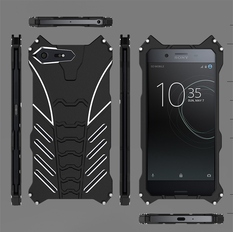 R-Just Batman Shockproof Aluminum Shell Metal Case with Custom Stent for Sony Xperia XZ Premium
