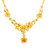 Golden necklace, brass chain for bride, 24 carat, flowered
