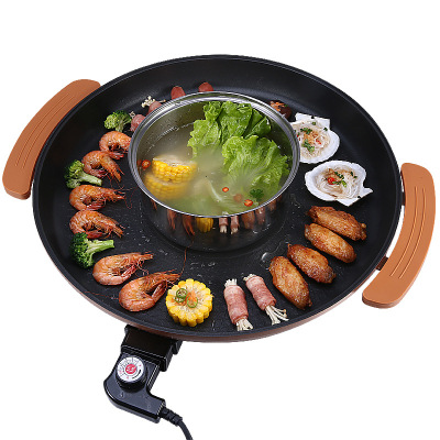 Korean multi-function circular Electric oven barbecue Integrated machine Electric frying pan Teppanyaki