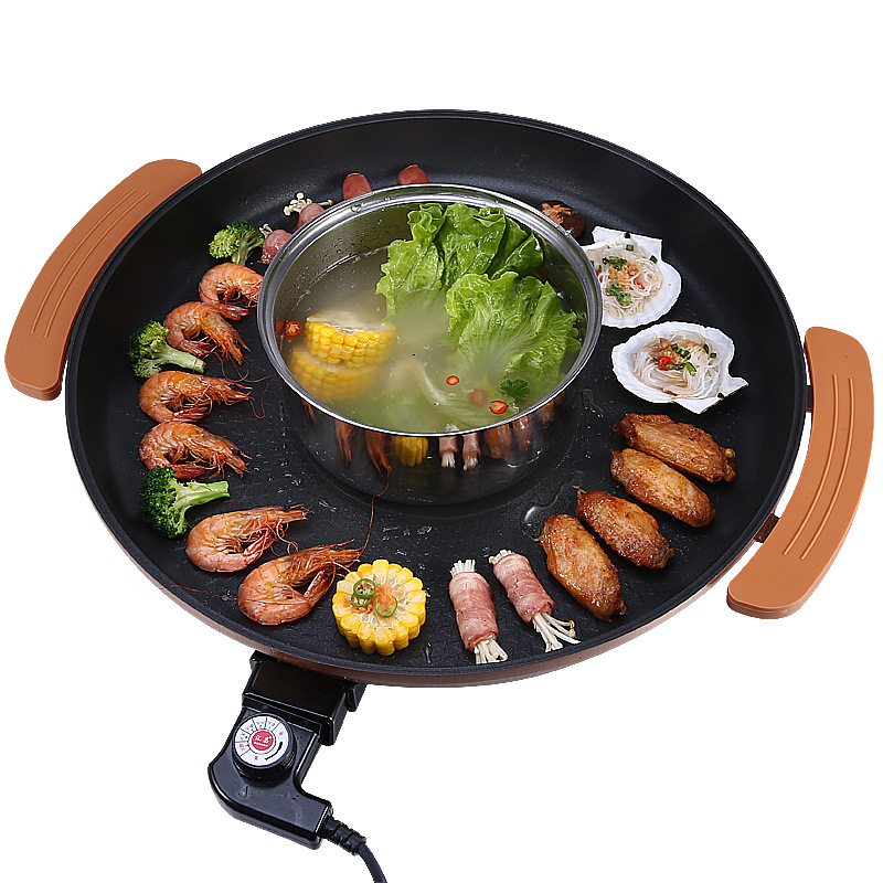 Korean multi-function circular Electric oven barbecue Integrated machine Electric frying pan Teppanyaki