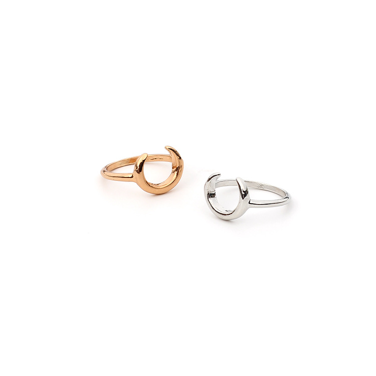 3g Weight No Inlaid Inlay Material Birthday Occasion Wholesale Fashion Arc-shaped Horns Moon Ring