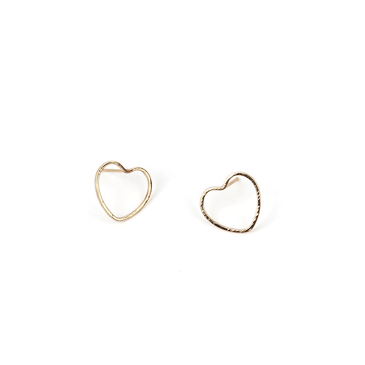 2g Weight Earrings, Ear Studs Classification Wedding, Travel Occasion Women'S Gender Gold, Silver Color New Fashion Simple Geometric Heart-shaped Earrings 1