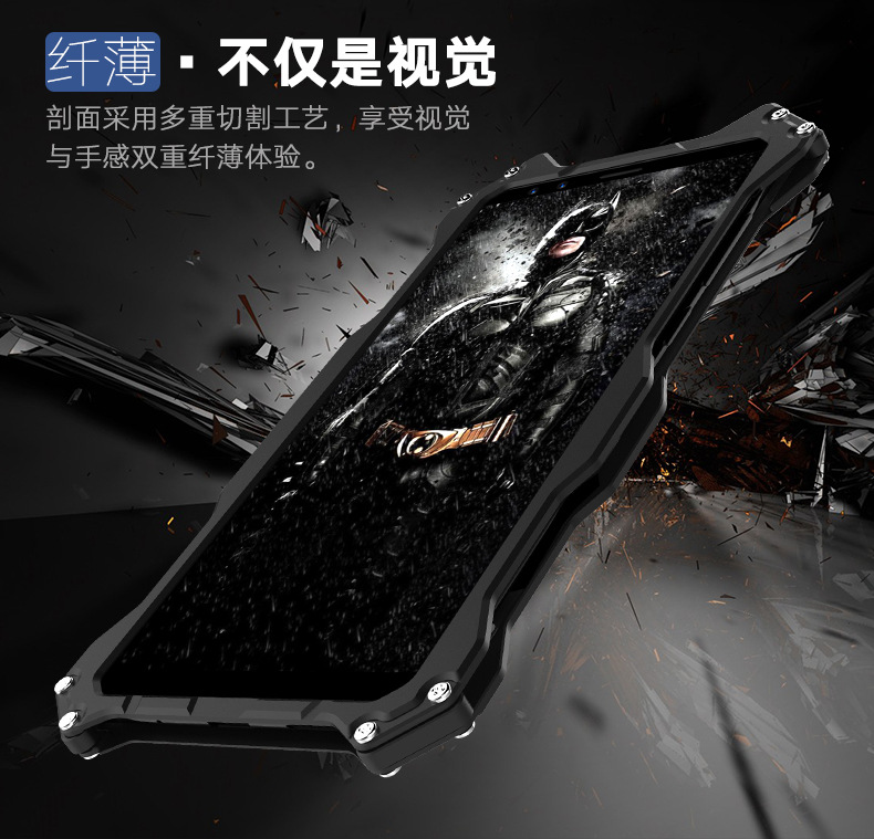 R-Just Batman Shockproof Aluminum Shell Metal Case with Custom Batarang Stent for nubia Z17S
