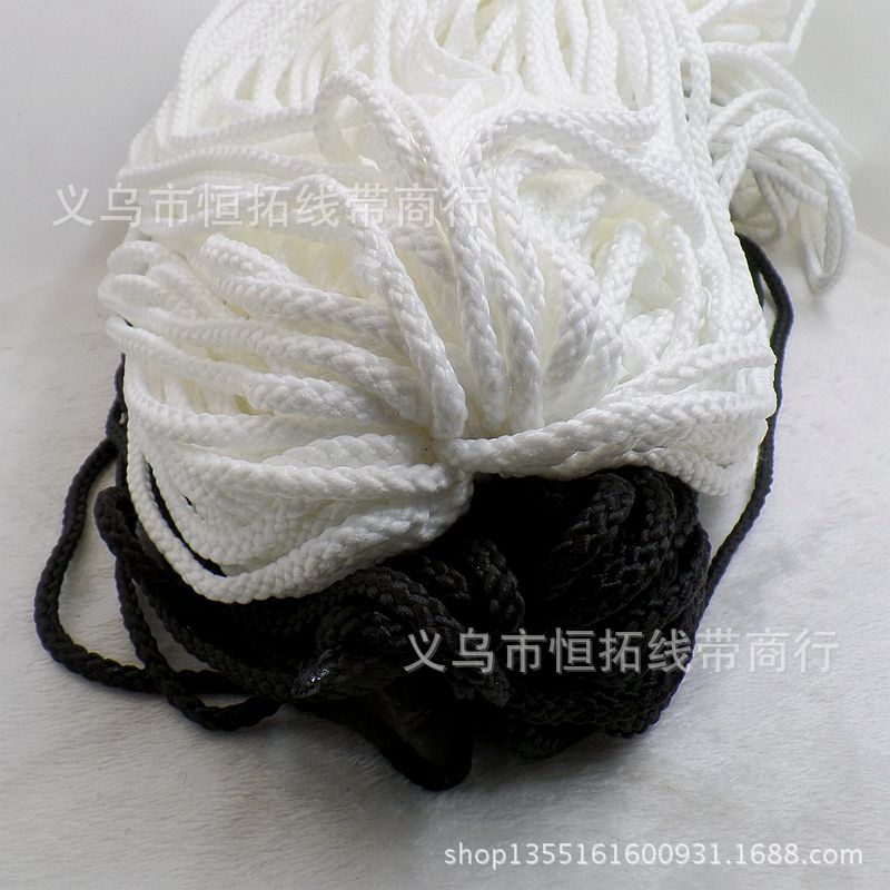 4mm5mm黑色白色低弹八股 涤纶八股绳 锦旗绳 包束口绳 背包绳