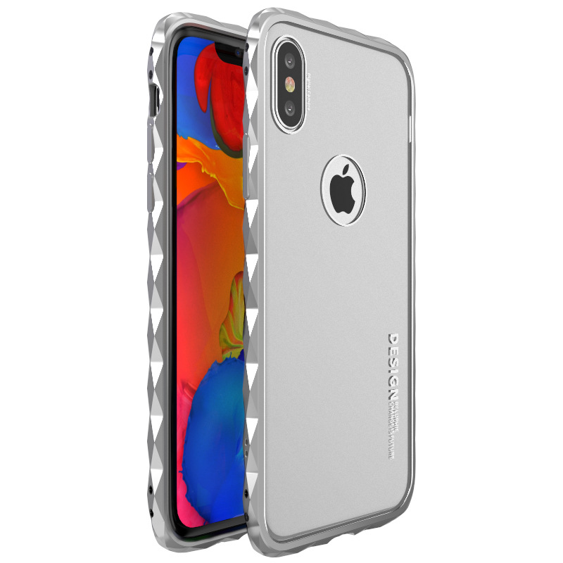 Luphie Diamond Edge Slim Light Aluminum Bumper Frosted PC Back Cover Case for Apple iPhone X