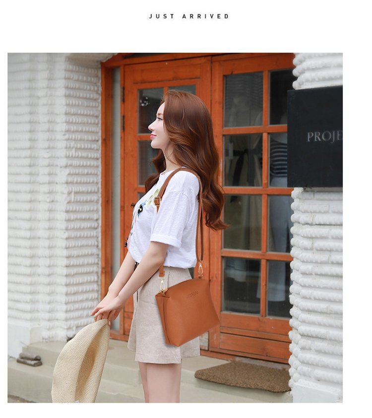 Femmes Grande Toutes Les Saisons Faux Cuir Couleur Unie Style Classique Seau Fermeture Éclair Sac Seau display picture 3