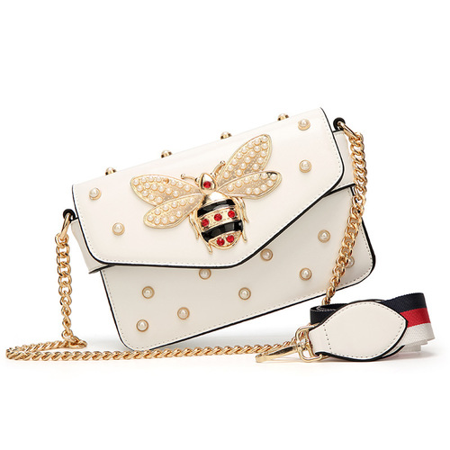 Pearl Decorated Bee Bag Cartoon Cute One Shoulder Crossbody Small Bag  New Women’s Small Square Bag Wholesale