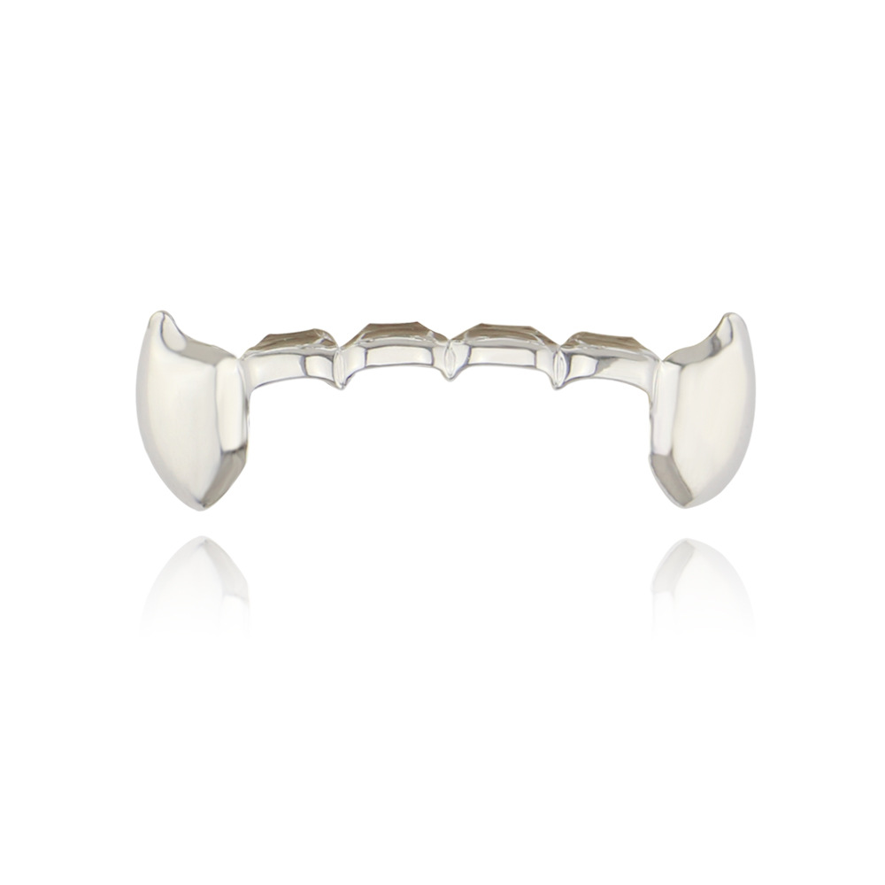 Vampire Fangs Fangs Grills18k Gold-plated Glossy Gold Teeth For Men And Women Hip Hop Tooth Socket Metal Dentures display picture 3