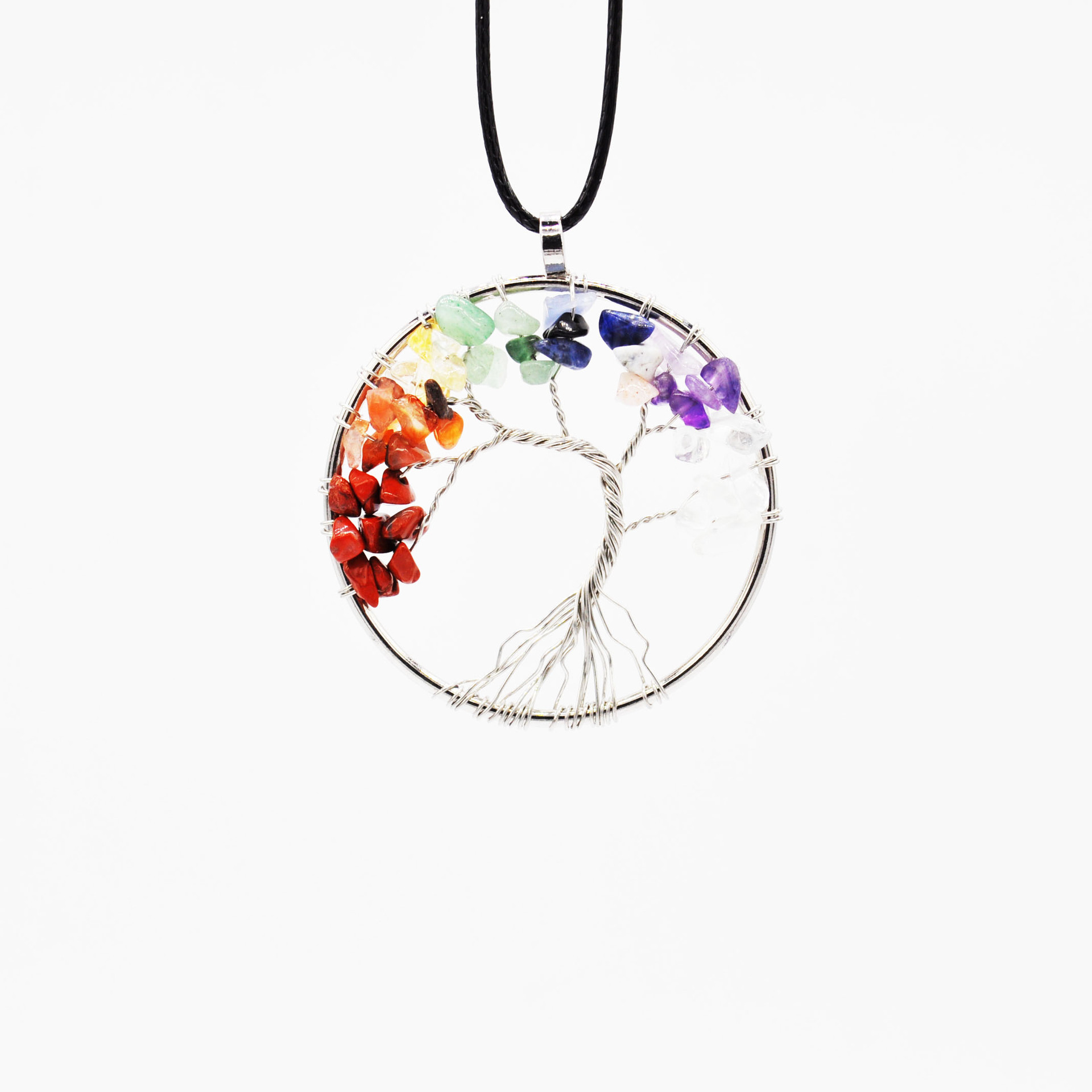 Retro Tree Artificial Crystal Handmade Natural Stone Pendant Necklace 1 Set display picture 6