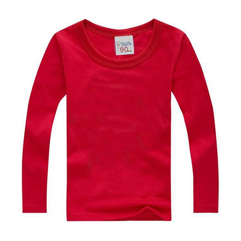 Children's Long-Sleeve Cotton T‑Shirt, School/Teen, Solid Colors, Sizes 80–190 cm (Autumn)