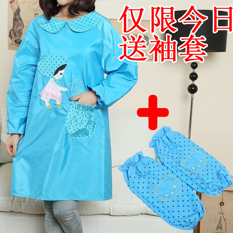 Estilo coreano de moda a prueba de aceite a prueba de agua de manga larga delantal pintura anti-vestirse monos de cocina mono adulto lindo