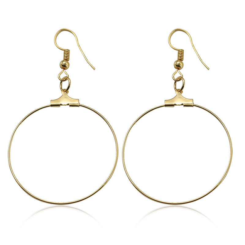 New Simple Golden Large Circle Earrings Handmade Round Ear Studs Wholesale display picture 1