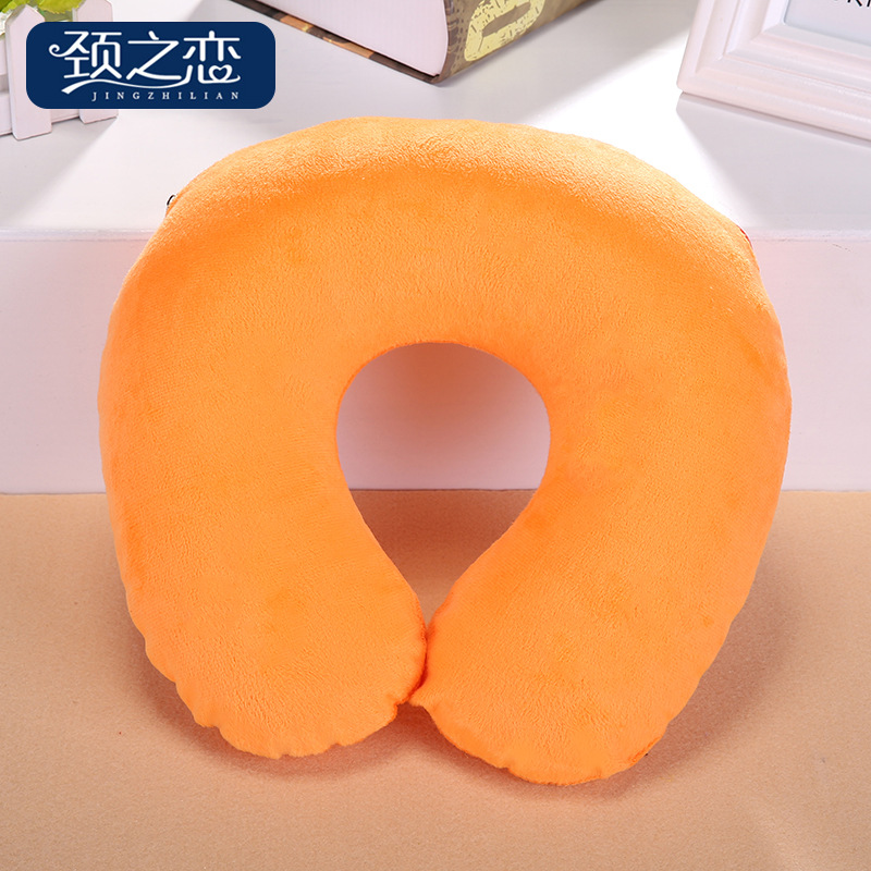 供應仿超柔外套pvc內膽家居戶外u型旅行充氣枕 護頸靠枕批發