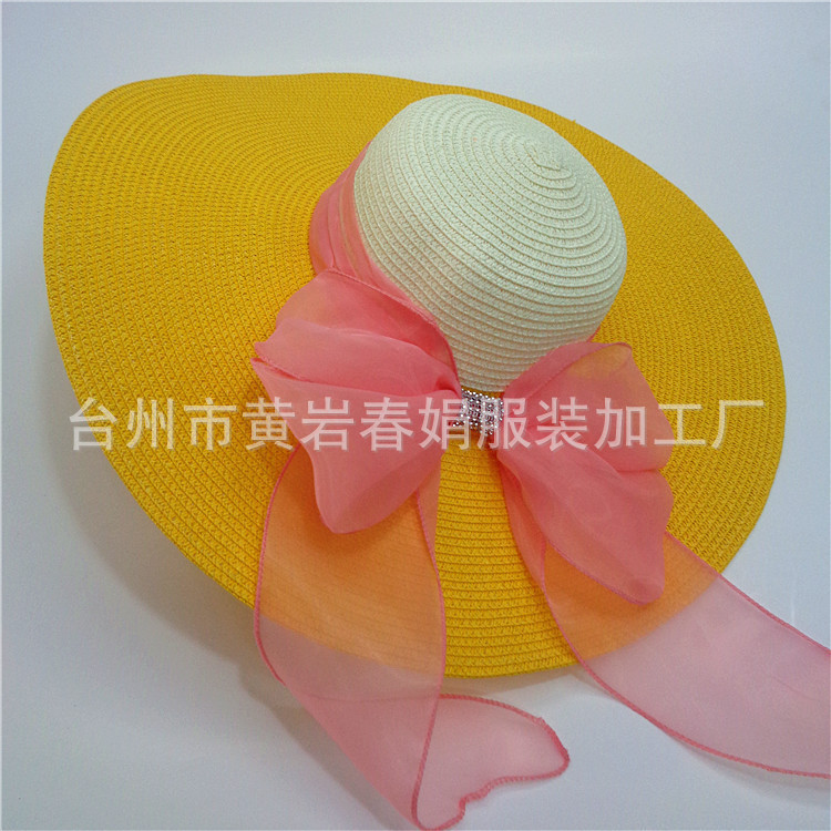 Nuevo verano de las mujeres girasol sombrero de paja grande turismo escénico punto playa sombrero al por mayor