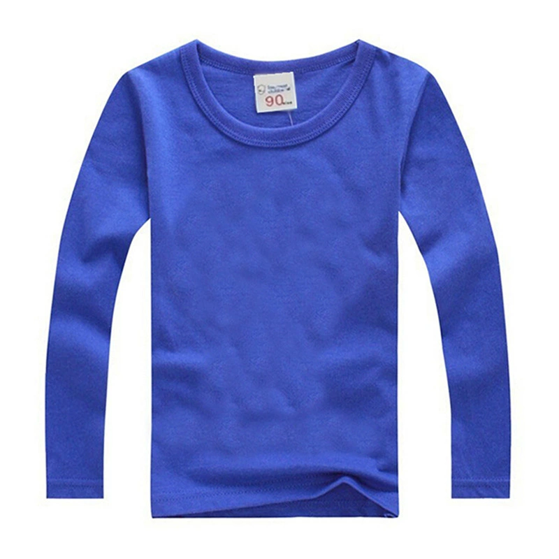 Children's Long-Sleeve Cotton T‑Shirt, School/Teen, Solid Colors, Sizes 80–190 cm (Autumn)