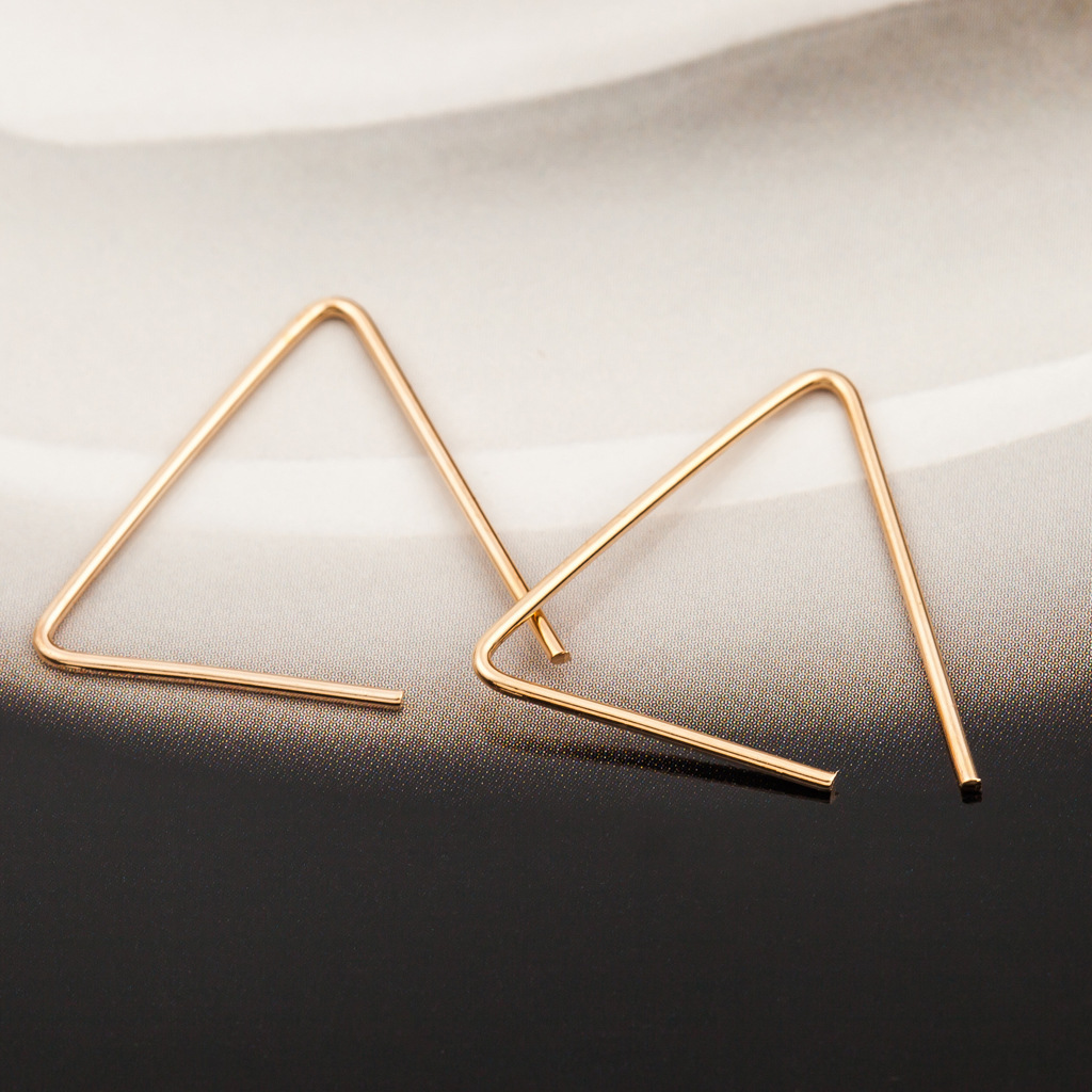 Simple Geometric Open Triangle Stud Earrings Gold Plated Silver Black Studs Wholesale display picture 8