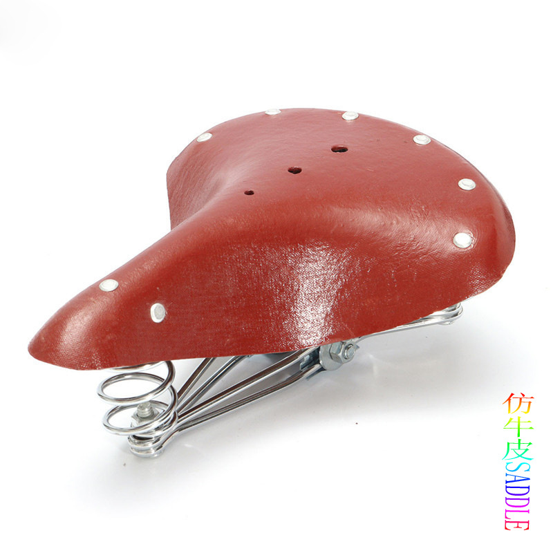 老款经典带三弹簧复古牛皮座垫28寸车用复古牛皮座垫复古牛皮鞍座|ms