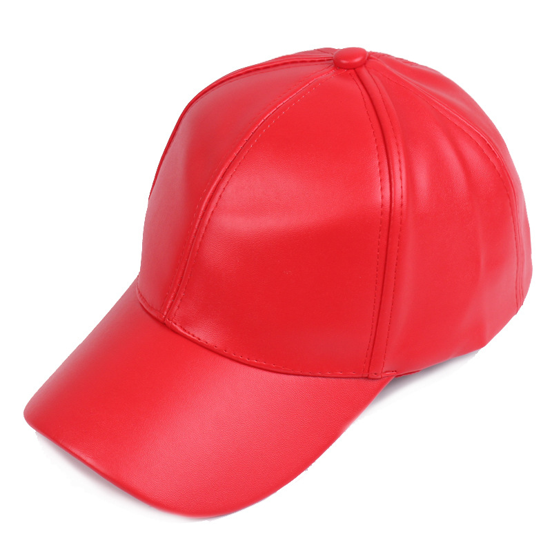 Leder Duckbill Cap Light Board Baseball Cap Herren und Damen Leder Cap Herbst PU Cap Monochrom Damen Modische und vielseitige Reise Cap_voghion.com