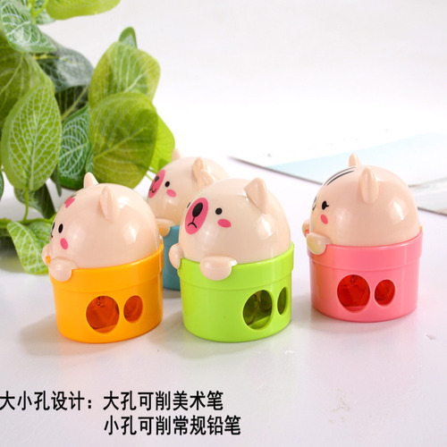 Shigaraki 360 Cartoon Double Hole Pencil Sharpener Portable Student Cute Bear Pencil Sharpener Creative Pencil Sharpener Wholesale