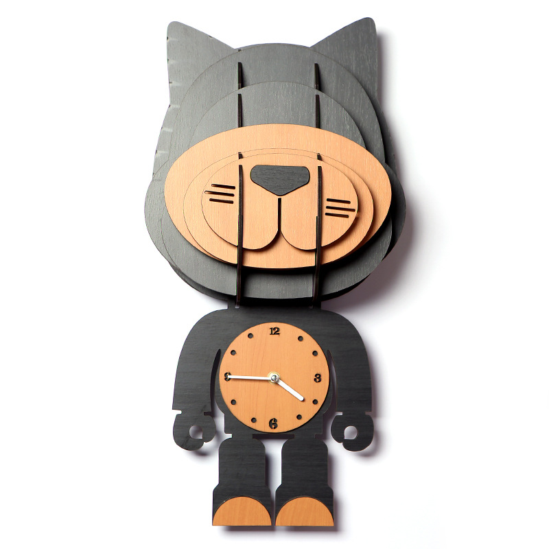 2019 nueva moda hogar decorativo Reloj de pared personalidad creativa DIY dibujos animados forma animal decorativo Reloj de pared al por mayor