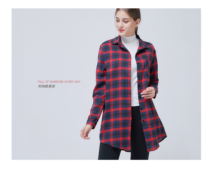 autumn new women s long casualplaid shirt  NSJR19491