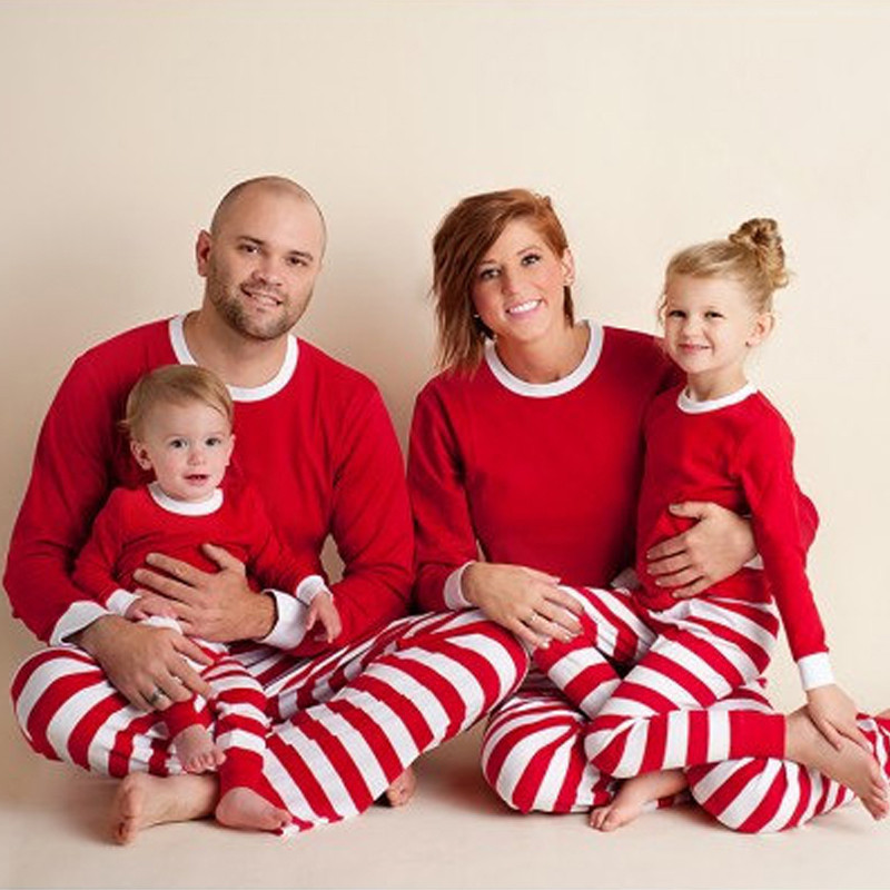 Fashion Stripe Cotton T Shirt Straight Pants Blouse Family Matching Outfits display picture 5