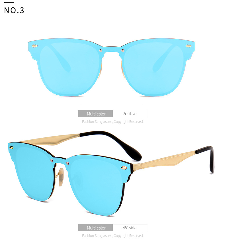 Einteilige, Flache Sonnenbrille Klassische Herren- Und Damensonnenbrille Im Gleichen Stil In Kontrastfarbe display picture 6