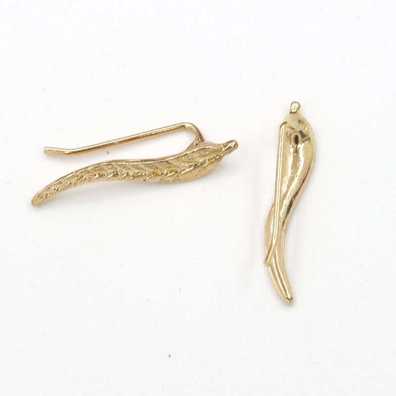 Classic Tree Leaf Ear Stud Ear Clips Environmental Protection Alloy Gold-plated Silver Angel Wings Feather Ear Stud Ear Clips Wholesale Nihaojewelry display picture 4