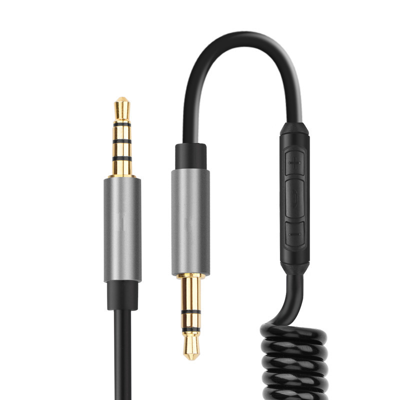 aux線控伸縮音頻線3.5mm公對公車載免提通話手機音響伸縮耳機線
