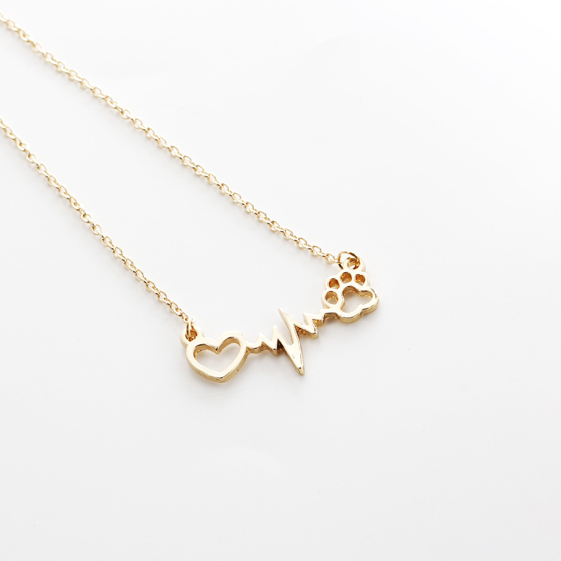 Collier Ecg Avec Pendentif Empreinte De Chien display picture 2