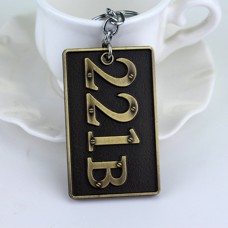 Hot sale Sherlock 221Bgon apartment keychain metal Digital letter pendant one-piece delivery