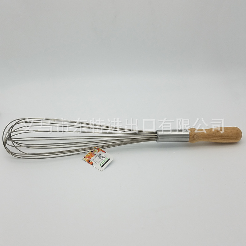 Factory direct sales of stainless steel egg beaters, 8-line oak handle stirrers, high-end manual egg beaters, baking utensils detail image 5