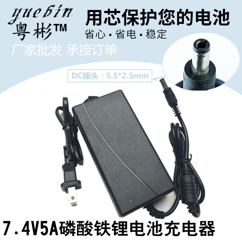 厂家批发7.3V5A电池充电器 双出线 2节3.2V磷酸铁锂电池充电器