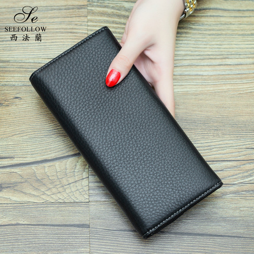 Fashion new wallet women's long genuine leather European and American fashion large capacity card slot first layer cowhide wallet women's clutch bag