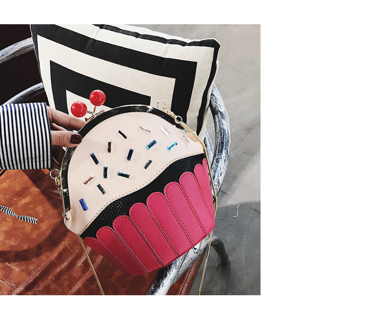 Women's Small Pu Leather Ice Cream Cute Bucket Clipped Button Shoulder стиле bag display picture 9