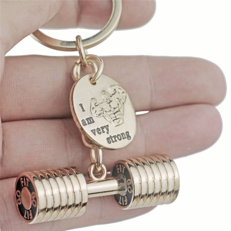 Fashion Creative Hercules Keychain Fitness Dumbbell Metal Keyring display picture 2